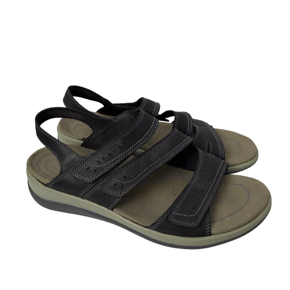 Orthofeet Naxos Sandals Women's 11 D Wide Black Orthopedic Comfort Adjustable